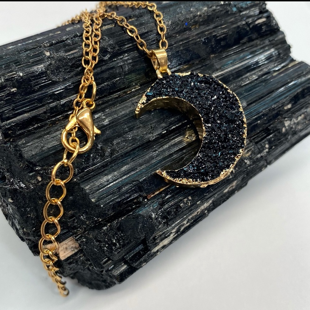 Golden Druzy Crescent Moon 🌙 Necklace